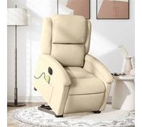 vidaXL Fauteuil de relaxation, massage, inclinable électrique réglable tissu crème Beige G