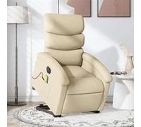 vidaXL Fauteuil de relaxation, massage, inclinable électrique réglable tissu crème Beige G