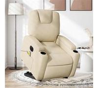 vidaXL Fauteuil de relaxation, massage, inclinable électrique réglable tissu crème Beige G