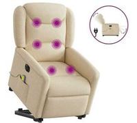 Vidaxl Fauteuil Inclinable De Massage Électrique Crème Tissu