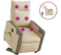 vidaXL Fauteuil de massage électrique avec releveur Crème Tissu