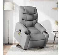 vidaXL Fauteuil de relaxation, massage, inclinable électrique réglable tissu gris clair Gris G