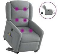 Fauteuil de relaxation, massage, inclinable électrique réglable tissu gris clair