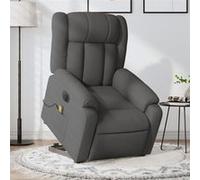 vidaXL Fauteuil de relaxation, massage, inclinable électrique réglable tissu gris foncé Gris G