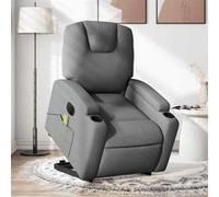 vidaXL Fauteuil de relaxation, massage, inclinable électrique réglable tissu gris foncé Gris G