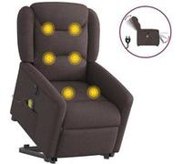vidaXL Fauteuil de relaxation, massage, inclinable électrique réglable tissu marron foncé Marron G