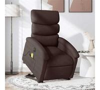 vidaXL Fauteuil de relaxation, massage, inclinable électrique réglable tissu marron foncé Marron G