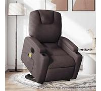vidaXL Fauteuil de relaxation, massage, inclinable électrique réglable tissu marron foncé Marron G