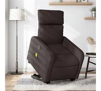 vidaXL Fauteuil de relaxation, massage, inclinable électrique réglable tissu marron foncé Marron G