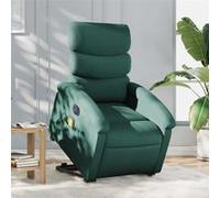 vidaXL Fauteuil de relaxation, massage, inclinable électrique réglable tissu vert foncé Vert G