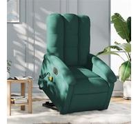 vidaXL Fauteuil de relaxation, massage, inclinable électrique réglable tissu vert foncé Vert G