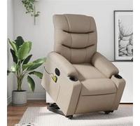 vidaXL Fauteuil de relaxation, massage, inclinable électrique similicuir cappuccino Beige G