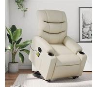 vidaXL Fauteuil de relaxation, massage, inclinable électrique similicuir crème Beige G