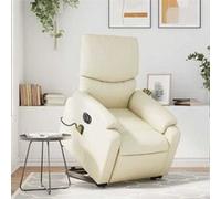 vidaXL Fauteuil inclinable de massage électrique crème similicuir