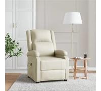 Fauteuil de Massage, Siège avec Accoudoirs et Dossier, Chaise de Relaxation avec Repose-pied, Meuble de Salon, Moderne, Crème Similicuir