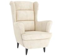 vidaXL Fauteuil de Salon TV Meuble de Salle de Séjour Fauteuil à Dossier Haut de Chambre à Coucher Meuble de Bureau Maison Intérieur Blanc Crème Velours