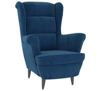 vidaXL Fauteuil de Salon TV Meuble de Salle de Séjour Fauteuil à Dossier Haut de Chambre à Coucher Meuble de Bureau Maison Intérieur Bleu Velours