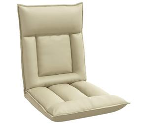 vidaXL Fauteuil de Sol Ajustable Crème Simili Cuir, Fauteuil rectangulaire Moderne, Assise Ajustable, Dossier Multi-Positions, Simili Cuir, Cadre métal, Relaxant