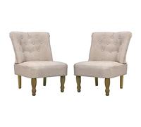 vidaXL Fauteuil de Style France 2 pcs Crème Tissu