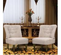 vidaXL Fauteuil de style France 2 pcs Crème Tissu 240288