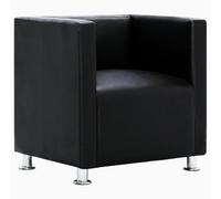 vidaXL Fauteuil Design de Cube Cuir Synthétique Noir Chaise Sofa Salon Maison