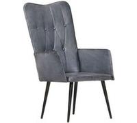 vidaXL Chaise à oreilles Gris Cuir véritable