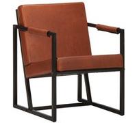 vidaXL Fauteuil echt leer marron Brun G