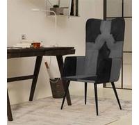 vidaXL Fauteuil echt leer noir en grijs Noir G