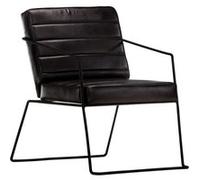 vidaXL Fauteuil echt leernoir Noir G