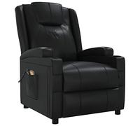 vidaXL Fauteuil Électrique de Massage, Siège Inclinable avec Dossier et Repose-Pied Réglables, Chaise de Salle de Séjour Salon, Moderne, Noir Similicuir