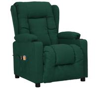 Fauteuil de Massage Inclinable Electrique Dossier et Repose-pied Réglables Meuble de Salon Siège Inclinable Intérieur Tissu Vert Foncé