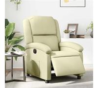 vidaXL Fauteuil inclinable électrique – cuir véritable – crème