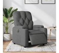 vidaXL Fauteuil électrique inclinable Dossier et repose‑pied réglables Tissu gris foncé