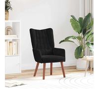 vidaXL Fauteuil ergonomique moderne avec accoudoirs rembourrés et coussin boutonné, siège stylé pour le salon en noir 42001820