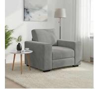 vidaXL Fauteuil 60 cm Velours – Fauteuil TV Confort – Gris clair