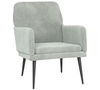 vidaXL Fauteuil Gris Clair 62x79x79 cm Velours, Fauteuil Relax, Fauteuil de Salon, Chaise de Chambre à Coucher, Chaise Longue, Fauteuil de canapé
