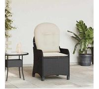 vidaXL Chaise inclinable avec coussin en polyrotin noir 56 x 66 x 95 cm