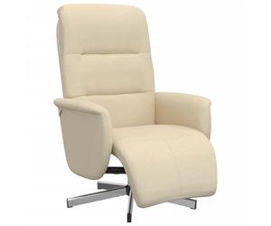 vidaXL Fauteuil Inclinable avec Repose-Pied, Chaise avec Dossier Réglable, Siège avec Accoudoirs Salle de Séjour, Moderne, Crème Tissu