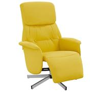 vidaXL Fauteuil Inclinable avec Repose-Pieds, Siège avec Accoudoirs, Chaise de Relaxation avec Dossier, Meuble de Salon, Moderne, Jaune Clair Tissu