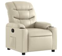 vidaXL Fauteuil Inclinable, Chaise avec Repose-Pieds, Siège avec Dossier et Accoudoirs, Meuble de Salle de Séjour, Moderne, Crème Similicuir