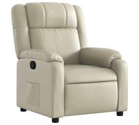 vidaXL Fauteuil Inclinable, Chaise avec Repose-Pieds, Siège avec Dossier et Accoudoirs, Meuble de Salle de Séjour, Moderne, Crème Similicuir