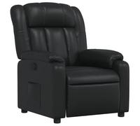 vidaXL Fauteuil Inclinable, Chaise avec Repose-Pieds, Siège avec Dossier et Accoudoirs, Meuble de Salle de Séjour, Moderne, Noir Similicuir