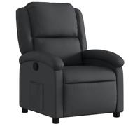 vidaXL Fauteuil inclinable – Dossier et repose-pied réglables, accoudoirs, cuir véritable noir