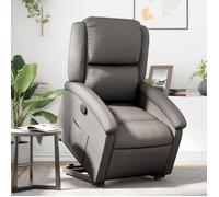 vidaXL Fauteuil inclinable – Dossier et repose-pied réglables – Cuir véritable gris