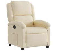 vidaXL Fauteuil Inclinable, Chaise de Relaxation avec Dossier et Repose-Pied, Siège Inclinable, Fauteuil TV de Salon, Moderne, Crème Tissu