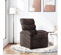 vidaXL Fauteuil inclinable Chaise de relaxation avec dossier et repose-pied tissu marron foncé
