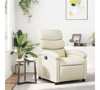 Fauteuil Inclinable, Chaise de Relaxation avec Dossier, Siège avec Repose-pied, Fauteuil TV de Salon, Moderne, Crème 371714
