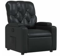 vidaXL Fauteuil Inclinable, Chaise de Relaxation avec Porte-gobelets, Siège avec Dossier et Accoudoirs Salle de Séjour, Moderne, Noir Similicuir