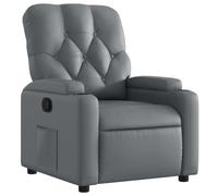 vidaXL Fauteuil inclinable 372506 – Similicuir gris avec porte-gobelets, dossier et accoudoirs