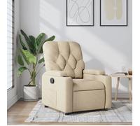 vidaXL Fauteuil inclinable 372488 – Chaise de relaxation avec porte-gobelets, tissu crème